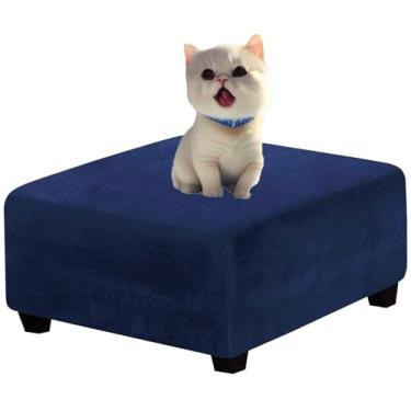 Imagem de Foot Stool Covers Square Ottoman Covers Slipcover Small/Medium/Large Velvet Stretch Footstool Stool Cover Protector (Color : #4, Size : 80x80cm/31.5x31.5in)