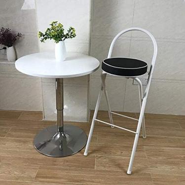 Imagem de Bancos de bar dobráveis ​​28 Polegada bancos de balcão com banco de cozinha traseiro redondo estofado banco de barra estrutura de metal cadeira de pátio pub