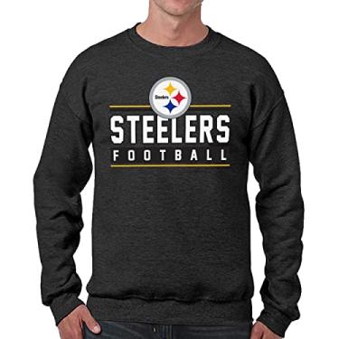 Imagem de Team Fan Apparel Moletom de gola redonda NFL adulto True Fan - algodão e poliéster - masculino e feminino - Mantenha-se aquecido e represente seu time (Pittsburgh Steelers - preto, adulto pequeno)