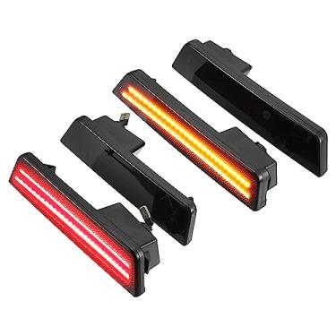 Imagem de A ABSOPRO Luz de LED lateral 68043394AA Luzes de seta dianteiras traseiras para Dodge Challenger Lente Preta Âmbar Vermelho Luz LED 2 Pares