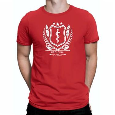 Imagem de Camiseta Faculdade Curso de Medicina Masculina,estampas exclusivas (BR, Alfa, M, Regular, Vermelho Frontal 1)