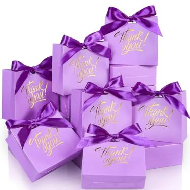 Imagem de EQOREIIN Pequenas sacolas de presente, pacote com 70 mini sacos de agradecimento de 4,5 x 1,8 x 3,9 polegadas saco de presente de papel kraft branco com fita de laço, saco de presente pequeno de doces