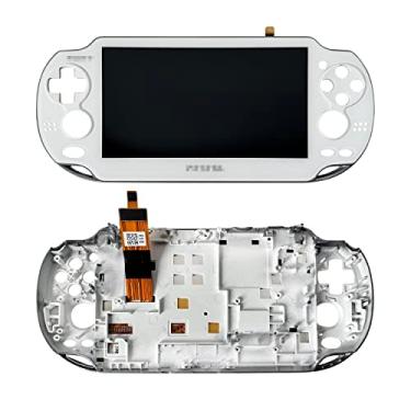 Imagem de Partsatoz Conjunto de vidro digitalizador de tela LCD branca com moldura de substituição para PlayStation PS Vita PSV 1000 1001 PCH-1001 PCH-1101