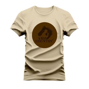 Imagem de Camiseta Plus Size Unissex Algodão Estampada Confortável Brasão Vida Country-Unissex