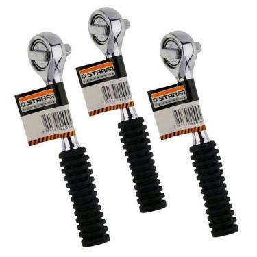 Imagem de Kit 3 Chaves Reversivel com Trava Catraca para Soquete 1/2", 1/4" e 3/8" - Starfer