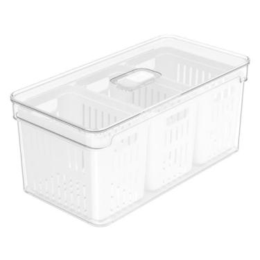 Imagem de Ou Organizador de Geladeira com Cesto Triplo 5L Linha Clear Fresh