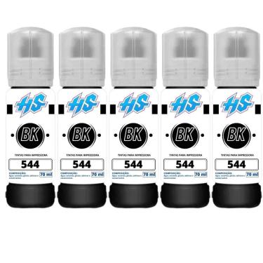Imagem de Kit 5 Refil Haddaway Store T544 70ml L3110 L3150 L3250 Preto