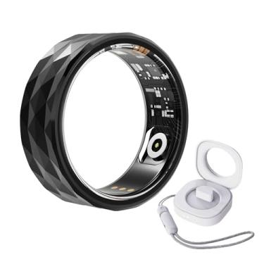 Imagem de Smart Ring Health Tracker, Anillo Inteligente para Hombre, Anéis de Saúde para Homens e Mulheres, Rastreador de Fitness Impermeável (losango preto, nº 8)