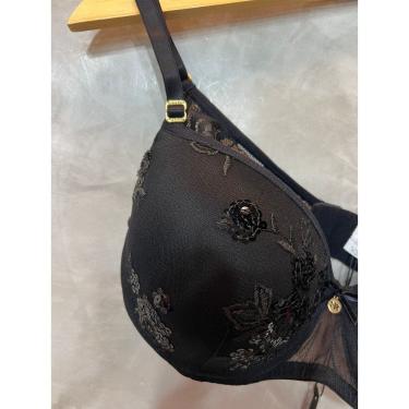 Imagem de Sutiã Preto com bordado de alta sustentação,delicado para o dia a dia, confortável Morena Rosa