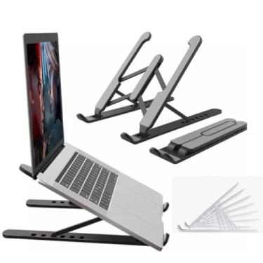 Imagem de Suporte de Notebook Ergonômico Base Ajustável Dobrável Tablet (Preto)