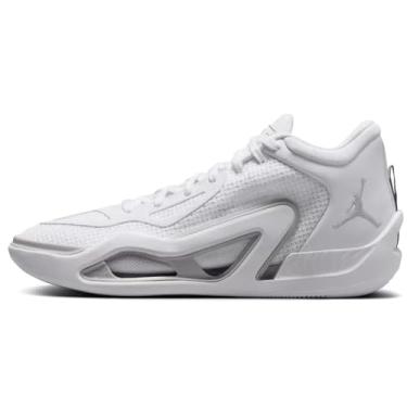 Imagem de Tênis de basquete Jordan Tatum 1 Team Bank (FB2863-600, vermelho academia/branco/branco), Branco/Branco/Cinza Neblina, 43