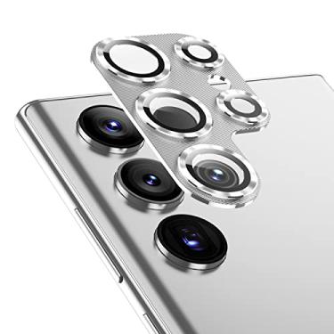 Imagem de AFARER Protetor de lente de câmera para Samsung Galaxy S23 Ultra, claridade HD resistente a arranhões, forte aderência, cobertura total, lente de câmera de alumínio metálico para S23 Ultra, prata - 1