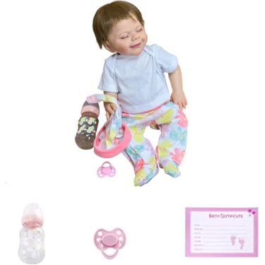 Imagem de QIYANER Bebê Reborn De Silicone Sólido,Bebe Reborn Menina Realista - Pintura De Pele 3d Corpo Fofinho Realista Lavável Bebe Reborn Menina Corpo De Silicone Com Cabelo Chupeta,Menino