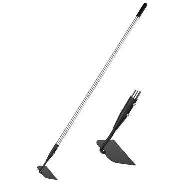 Imagem de YEELOR Enxada de jardim, ferramenta de jardim de enxada de cabo longo com capa de silicone antiderrapante, cabo de aço inoxidável de 142 cm, enxada resistente com lâmina durável, para cavar