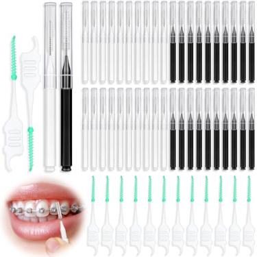 Imagem de Jupwalz 270 peças de escova interdental, 220 palhetas dentárias macias e 50 peças de escova para dentes, suspensórios dobráveis, cabeças de fio dental, escovas interdentais entre os dentes, limpador