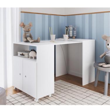 Imagem de Balcao Infantil Multiuso Recolhível com Rodízios BL1000 Art in Moveis - Branco