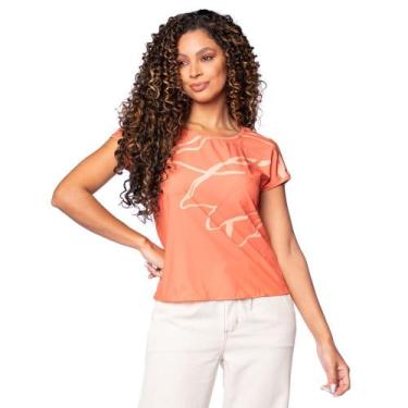 Imagem de Blusa Feminina Habana Leve Estampada Salmão