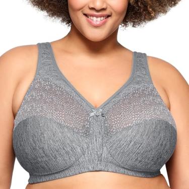 Imagem de Glamorise Sutiã MagicLift feminino plus size com controle de umidade sem aro #1064, Cinza mesclado, 46H