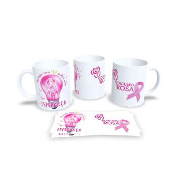 Imagem de Canecas Branca de Porcelana Personalizadas Outubro Rosa