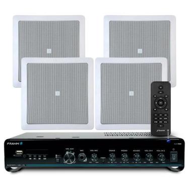 Imagem de Kit Som Ambiente Embutir Teto Jbl 4 Arandelas Retangular + Receiver Sl