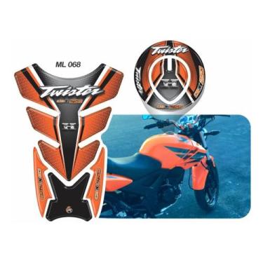 Imagem de Adesivo Cbx250 Twister Tankpad Resinado Laranja + Bocal Ml68 - Resitan