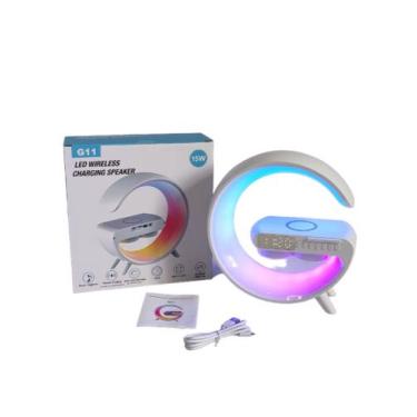 Imagem de Caixa de Som Luminaria RGB C/ Carregador Indução Radio FM - Goldenultr