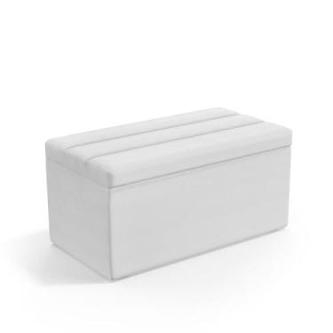 Imagem de Calçadeira Baú Ursa 90 para Cama de Solteiro A-013 Couro Branco Aradec