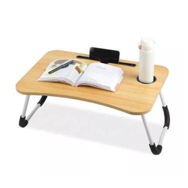 Imagem de Mesa multiuso dobrável com suporte porta copo para sofá e cama - Tempo