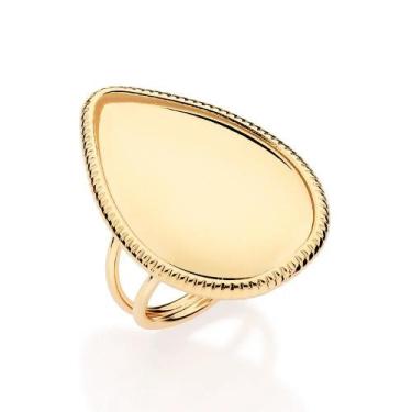 Imagem de Anel banhado ouro 3x 24k 18k e 22k feminino rommanel grande gota lisa 