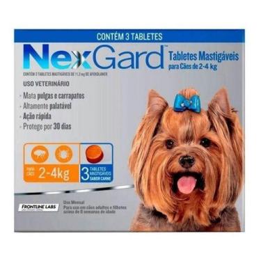 Imagem de Nexgard Antipulgas E Carrapatos Comprimidos Para Cão De 2kg A 4kg 3 Co