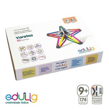 Imagem de Quebra-cabeça Geométrico Edulig Puzzle 3D Varetas - 174 peças e conexõ
