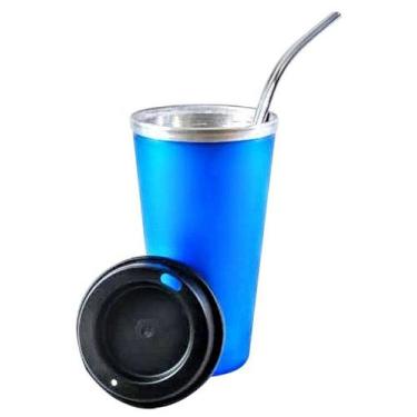 Imagem de Copo de Tereré Verão Neon Azul com Tampa e Bomba - Tereré Maringá
