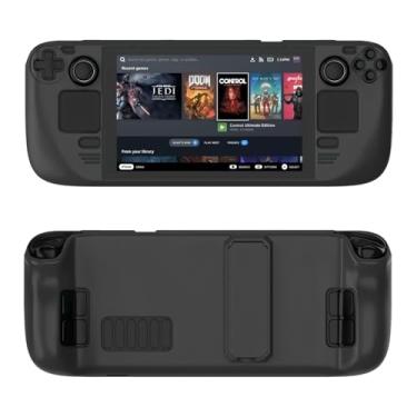 Imagem de Luqeeg Estojo Steam Deck – Capa com suporte, capa macia, proteção total, antiqueda e arranhões, à prova de impressões digitais, Preto, Tradicional