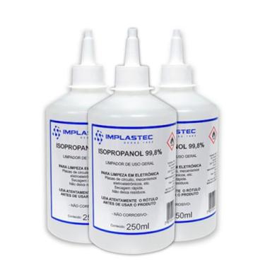Imagem de Kit 3 Álcool Isopropilico 250ml - 99,8% Isopropanol Limpeza Eletrônica
