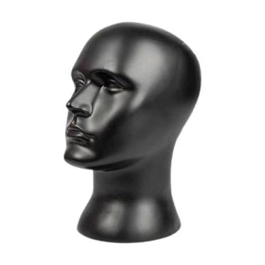 Imagem de Amagogo Cabeça de manequim masculino, peruca, prateleira de armazenamento de varejo, modelo autônomo de exibição de peruca de cabeça de manequim careca para, Preto Fosco