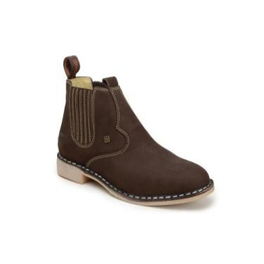Imagem de Botina Chelsea Masculina Couro Cano Baixo Conforto Casual - Zebu, 41, 