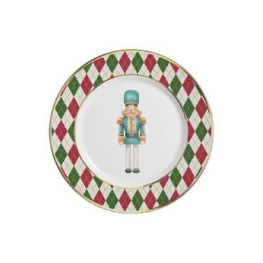 Imagem de Pratos sobremesa filetado ouro natal soldadinhos c/6 und - ALLEANZA CE