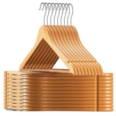 Imagem de Kit 30 Cabides De Madeira Com Barra Resistente Rayco Premium