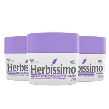 Imagem de Kit Desodorante Creme Antitranspirante Lavanda Herbíssimo 55G - 3 unid