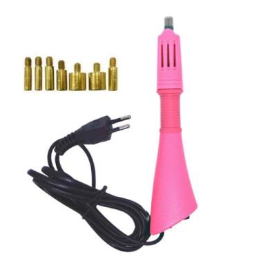 Imagem de Caneta Aplicadora de Strass Hotfix Bivolt Com 7 Pontas Rosa - LANMAX, 