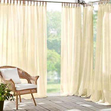 Imagem de Elrene Home Fashions Painel de cortina transparente sólido para pátio, pérgola, varanda, deck, lanai e cabana, 132 x 241 cm (1, natural