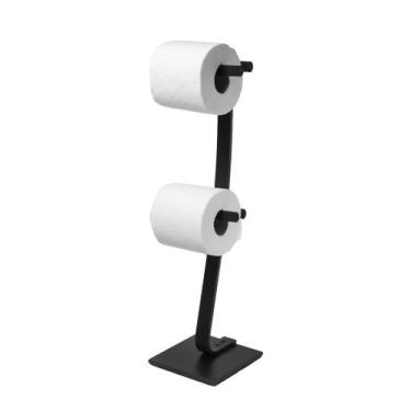 Imagem de Porta Papel Higiênico de Chão com Reversa Dupla Preto Fosco - CONTEL S
