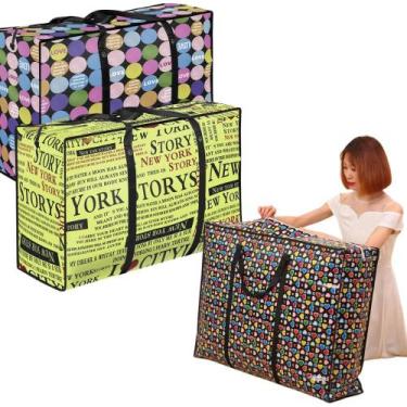 Imagem de Kit 6 Sacola Bolsa Feira Media Sacoleira Mudança 60x45x20 Cm - Str Sto