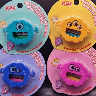 Imagem de Apontador Com Borracha Monstrinhos Divertidos Colors - Kaz