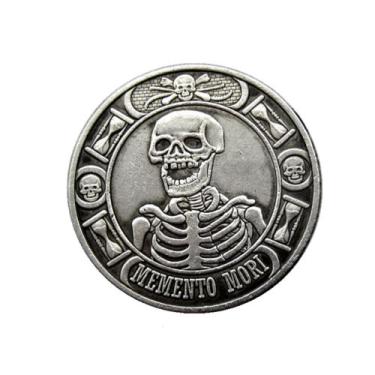 Imagem de Medalha Moeda da Sorte Caveira Memento Mori Customizado Coleção Dolar 