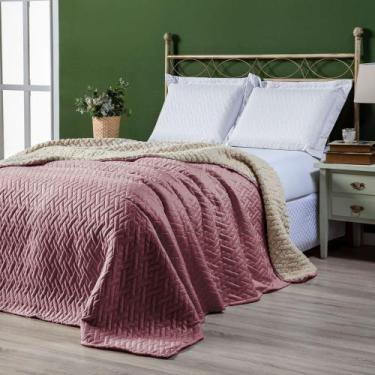 Imagem de Cobertor Queen Sherpa Pele de Carneiro Rosé Casaborda 1 peça