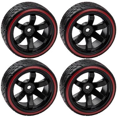 Imagem de HIRCQOO Hard Plastic Wheel Rims & Plastic Tires 12mm Hex Compatible with Traxxas HSP Tamiya Kyosho Himoto 1/10 RC Drift Car (Style 2)