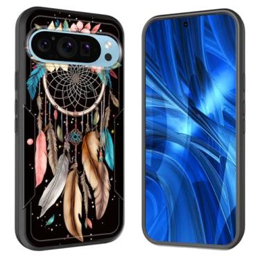 Imagem de JHYYTUJTYP Capa para Pixel 9/Pixel 9 Pro, [Teste de queda de grau militar] Capa protetora resistente à prova de choque resistente para Google Pixel 9/Pixel 9 Pro 2024, flor apanhadora de sonhos