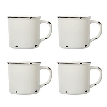 Imagem de Luciano Housewares Lindo café envelhecido, 430 g, conjunto de 4 canecas esmaltadas, branco (65920-WHDF-4)