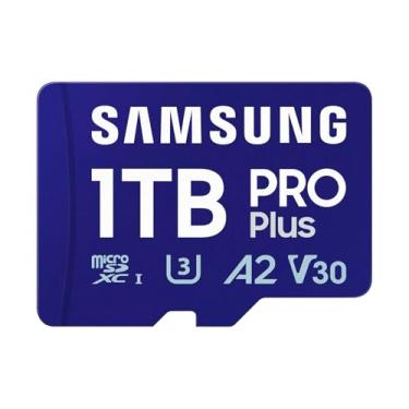 Imagem de Samsung Cartão de memória microSD PRO Plus + adaptador, 1TB MicroSDXC, até 180 MB/s, Full HD e 4K UHD, UHS-I, C10, U3, V30, A2 para telefones Android, tablets, GoPRO, DJI Drone, MB-MD1T0SA/AM, 2024